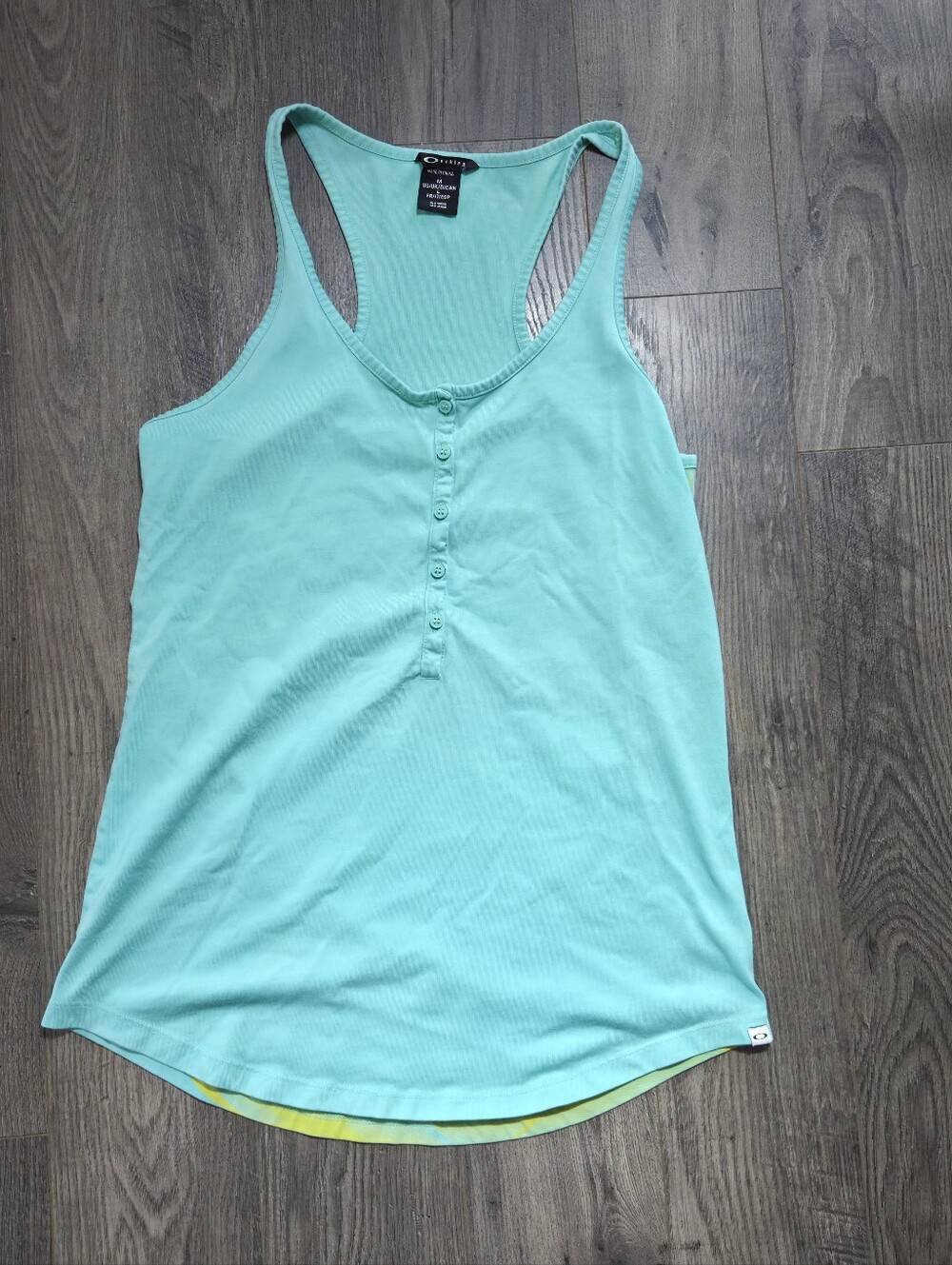 Oakley Teal Mint Button-Front Racerback Tank